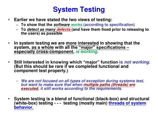 System Testing