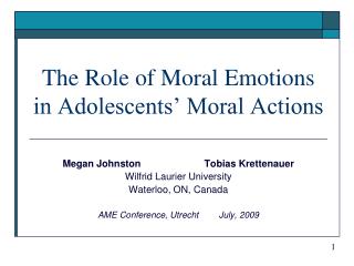 The Role of Moral Emotions in Adolescents’ Moral Actions