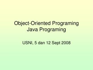 Object-Oriented Programing Java Programing