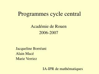 Programmes cycle central