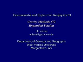 Environmental and Exploration Geophysics II