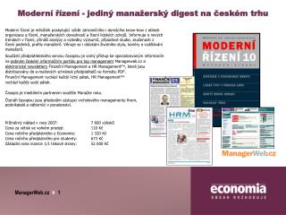 Moderní řízení - jediný manažerský digest na českém trhu