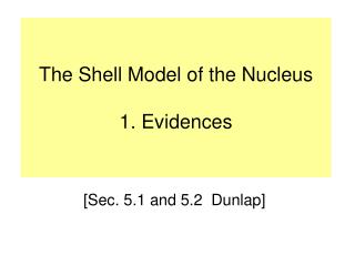 The Shell Model of the Nucleus 1. Evidences