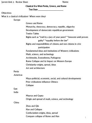 Jarrett-Unit 2: Review Sheet