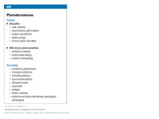 Lehmann, P; Schwarz, T Photodermatoses : Diagnosis and Treatment