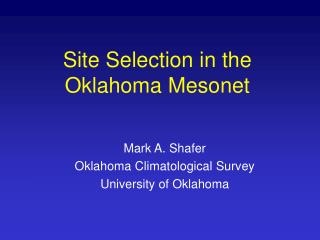 Site Selection in the Oklahoma Mesonet