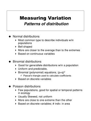 Measuring Variation Patterns of distribution