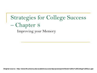Strategies for College Success – Chapter 8