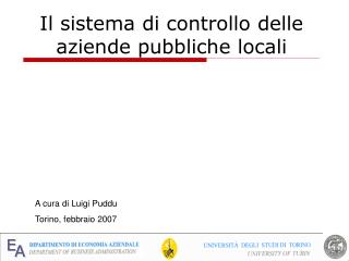 Il sistema di controllo delle aziende pubbliche locali