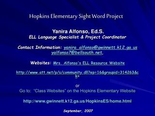 Hopkins Elementary Sight Word Project