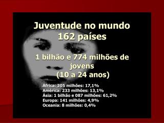 África: 305 milhões: 17,1% América: 233 milhões: 13,1% Ásia: 1 bilhão e 087 milhões: 61,2%