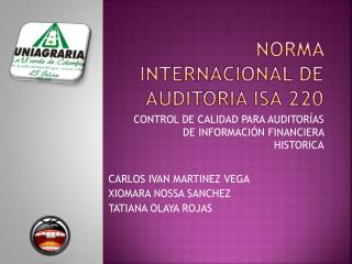 NORMA INTERNACIONAL DE AUDITORIA ISA 220