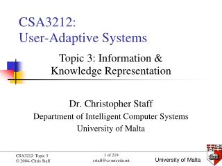 CSA3212: User-Adaptive Systems