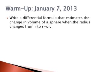 Warm-Up: January 7, 2013