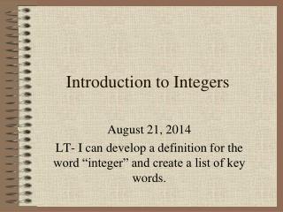 Introduction to Integers