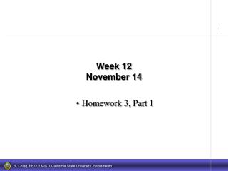 Week 12 November 14