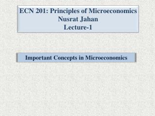 ECN 201: Principles of Microeconomics Nusrat Jahan Lecture-1