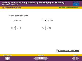 Solving One-Step Inequalities by Multiplying or Dividing