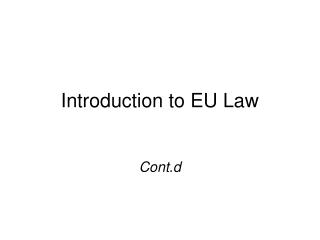 Introduction to EU Law