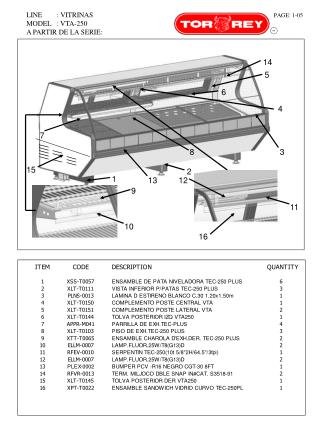 LINE : VITRINAS MODEL : VTA-250 A PARTIR DE LA SERIE: