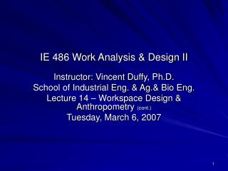 IE 486 Work Analysis &amp; Design II