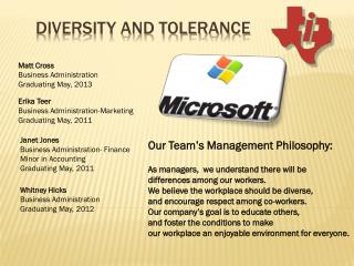 Diversity and Tolerance