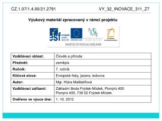 Výukový materiál zpracovaný v rámci projektu