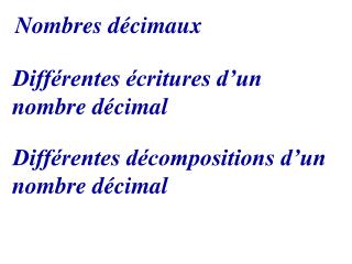 Nombres décimaux