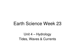 Earth Science Week 23