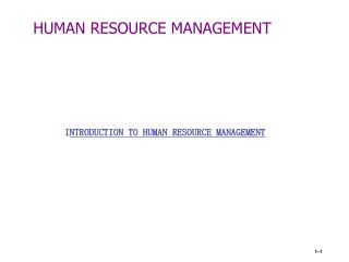 HUMAN RESOURCE MANAGEMENT