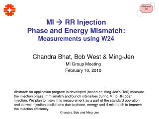 MI  RR Injection Phase and Energy Mismatch: Measurements using W24