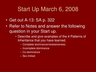 Start Up March 6, 2008