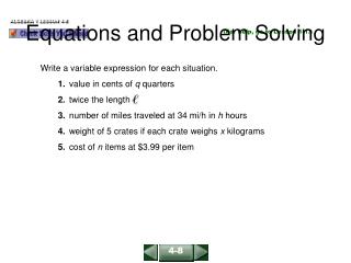 Equations and Problem Solving