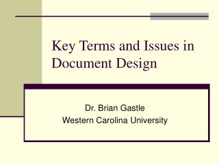 Key Terms and Issues in Document Design