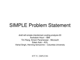 SIMPLE Problem Statement