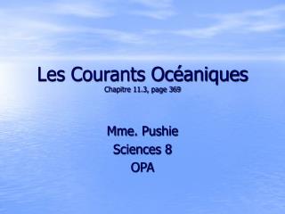 Les Courants Océaniques Chapitre 11.3, page 369