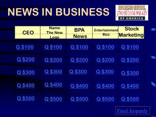 NEWS IN BUSINESS