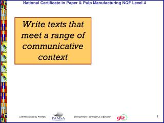 Write texts that meet a range of communicative context