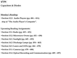 4/7/06 Capacitors &amp; Diodes