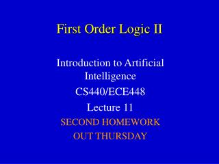 First Order Logic II