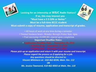 WBJC Internship Fall 2014