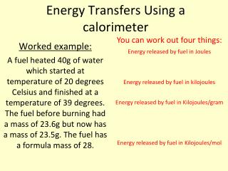 Energy Transfers Using a calorimeter