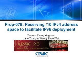 Prop-078: Reserving /10 IPv4 address space to facilitate IPv6 deployment