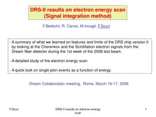 DRS-II results on electron energy scan (Signal integration method)