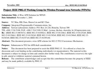 Project: IEEE P802.15 Working Group for Wireless Personal Area Networks (WPANs)