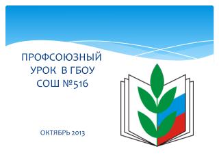 ПРОФСОЮЗНЫЙ УРОК В ГБОУ СОШ №516 ОКТЯБРЬ 2013