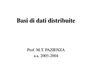 Basi di dati distribuite