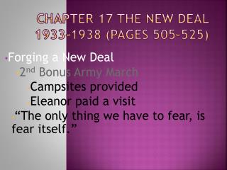 Chapter 17 The New Deal 1933-1938 (Pages 505-525)