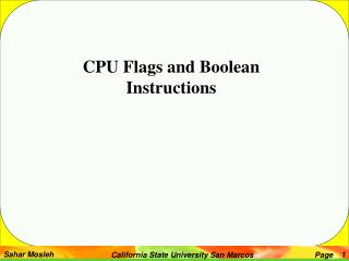 CPU Flags and Boolean Instructions