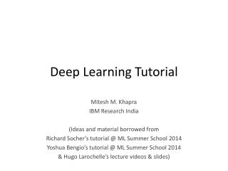 Deep Learning Tutorial